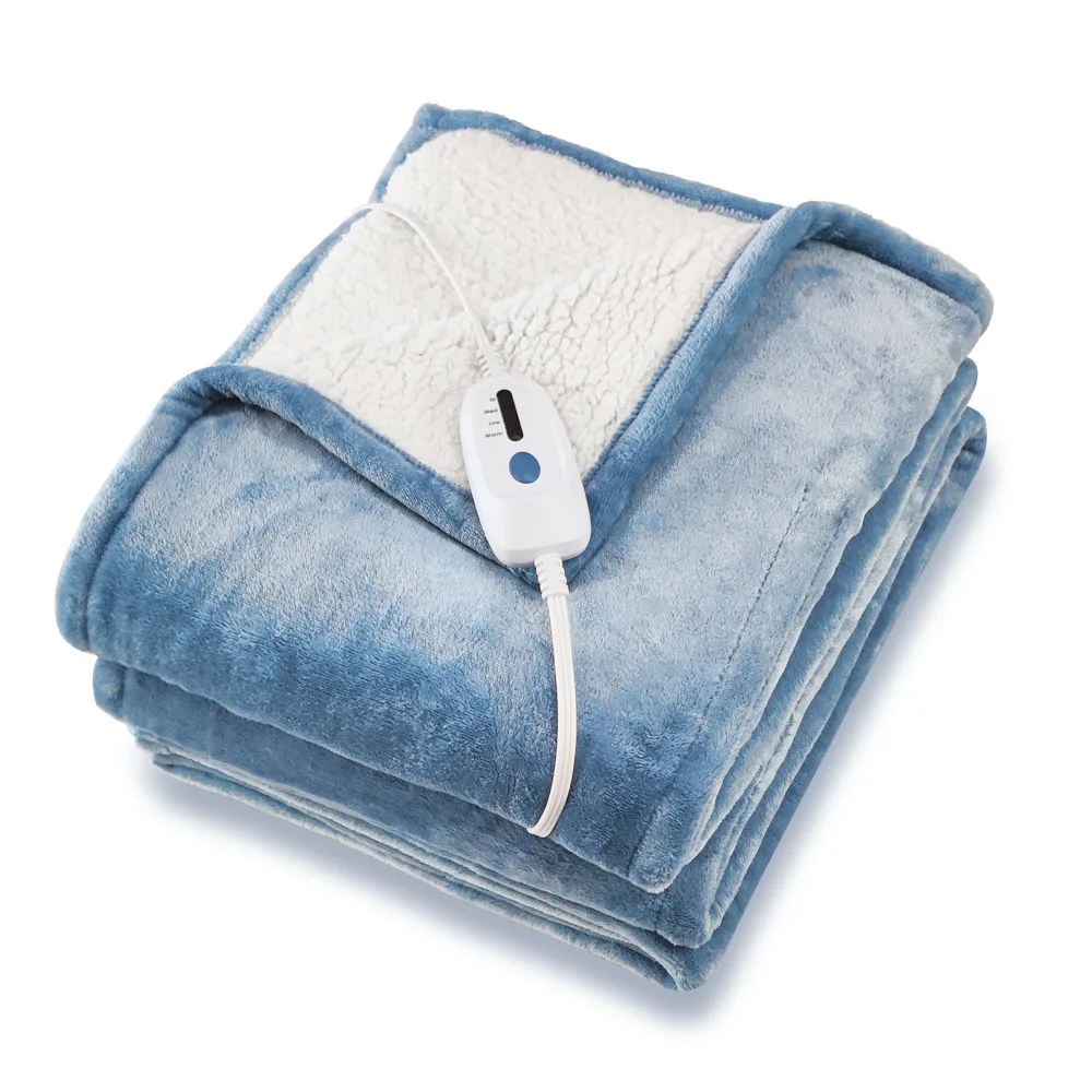 Online shop hot sale 5 Gear Temperature Controller ETL Washable Soft Plush Sherpa Flannel Electric Heated Throw Blanket Electric