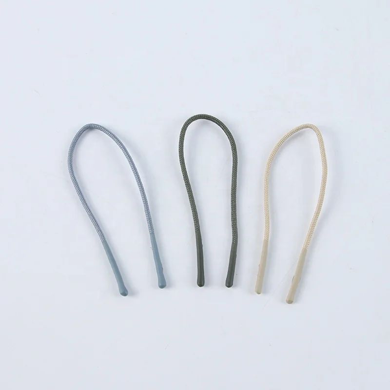 T-068# factory in stock sport silicone zipper puller string DIY backpack clothing accessory solid color rubber zipper pull cord