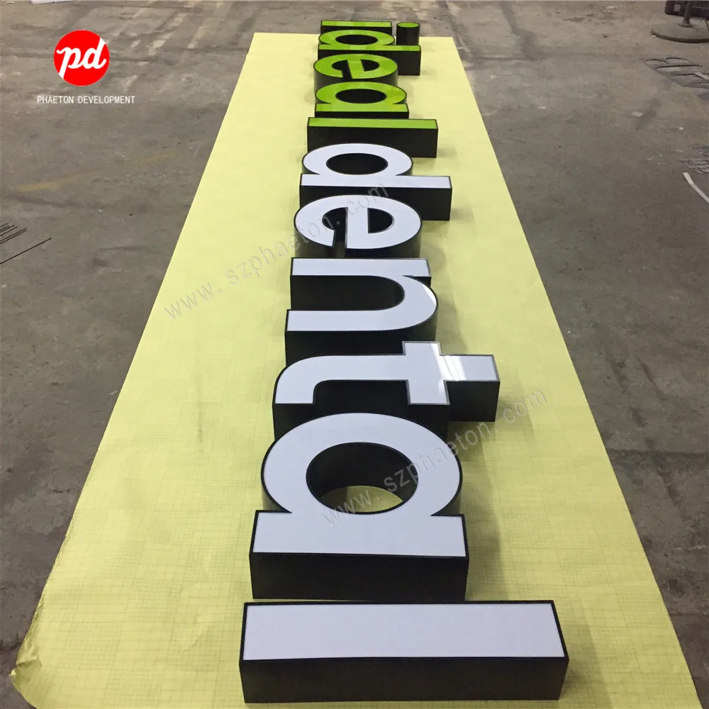 Custom 3d Led Light up Illuminated Channel Letter Sign Front Lit Metal Shop Banner Sign Acrylic Dental Signs