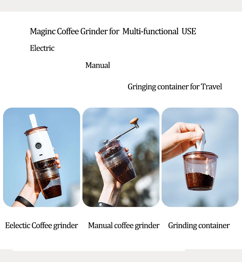 household electric portable coffee grinder usb charge grinded coffee maker with ceramic grinding