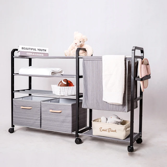 Collapsible Metal  Dirty Cloth Laundry Basket With Wheels