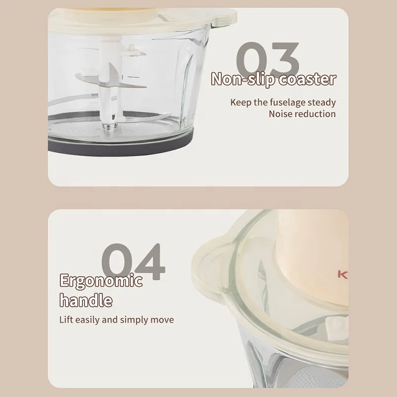 Multifunctional 2L Electric Meat Grinder 4 Knife Electric Chopper Automatic Mincing Food Processor For Household