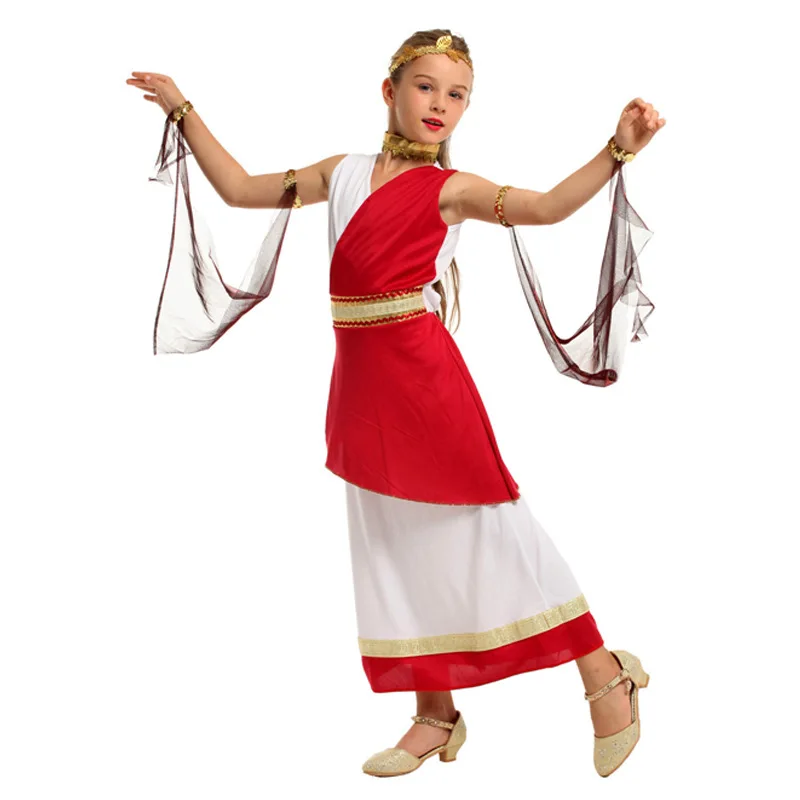 RTS Ethnic Costume Traditional Robe Arab National Dress Halloween Party Girl Cleopatra Performance Dress Egypt Princess Dress Up