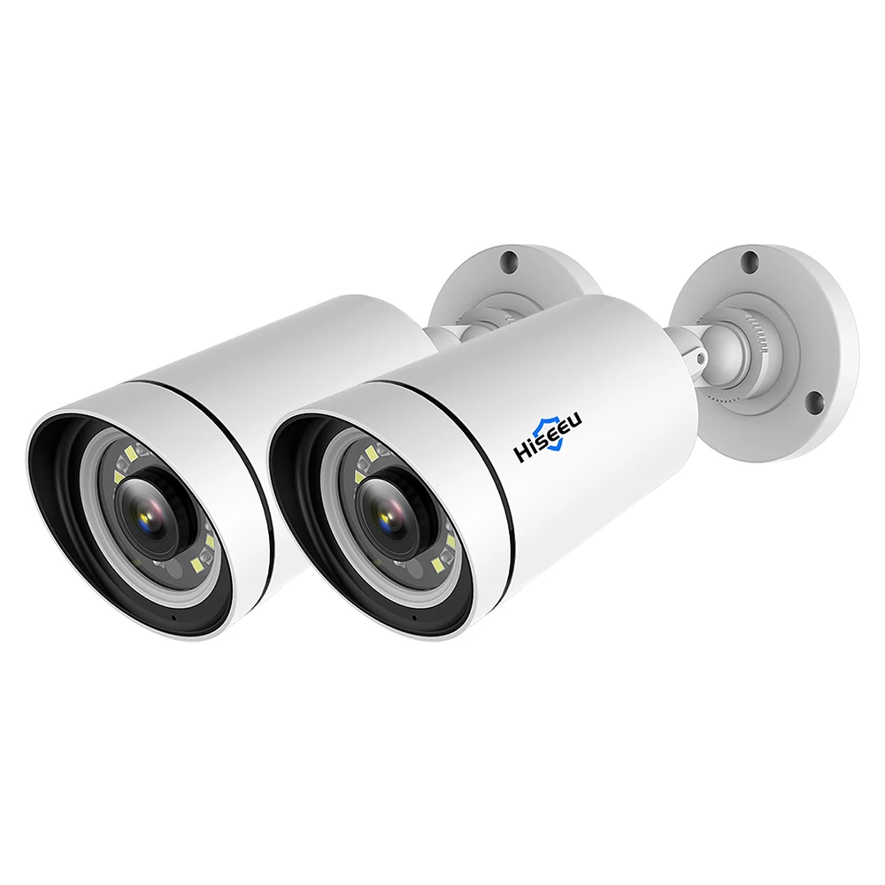 Hiseeu Outdoor Two Way Audio Full Color Video Surveillance AI Bullet Camera 4K CCTV IP Camera 8MP Security POE IP Camera