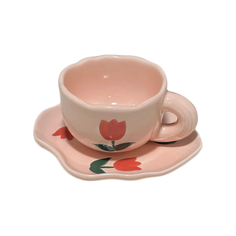 Ins Style Hand Painted Ceramic Mugs Personalized Original Design Coffee Cup Saucer For Tea Milk