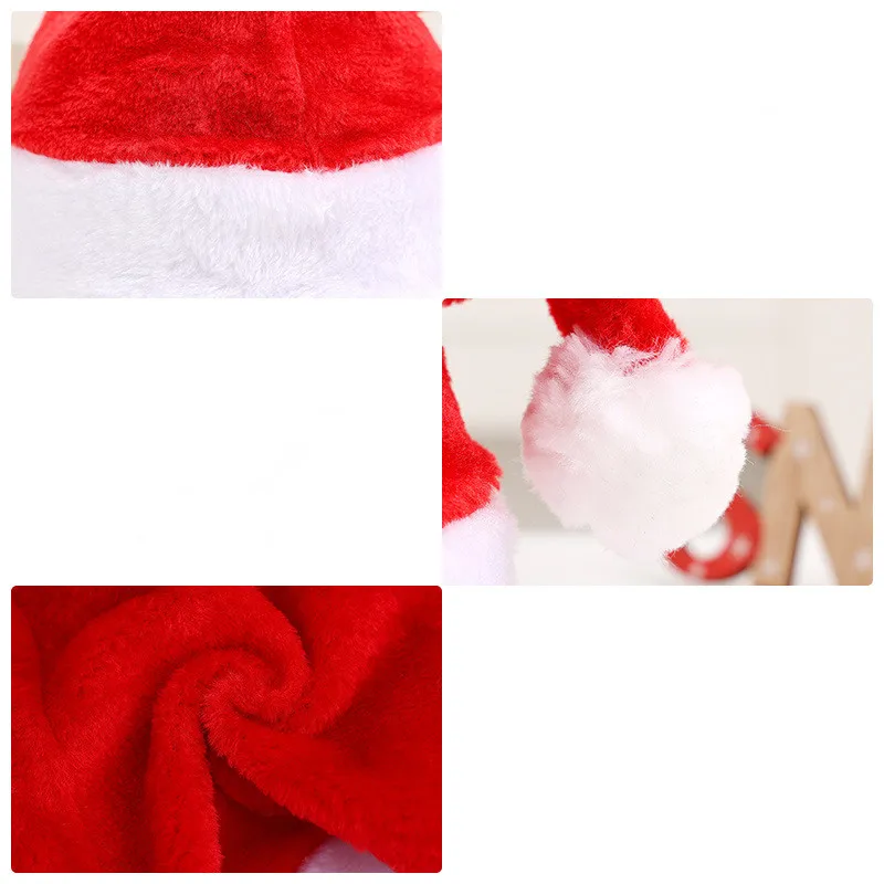 Santa Hat Merry Christmas Party Hats for Adults Kids Shiny Sequin Xmas Plush Hat Holiday New Year Festive Party Gifts