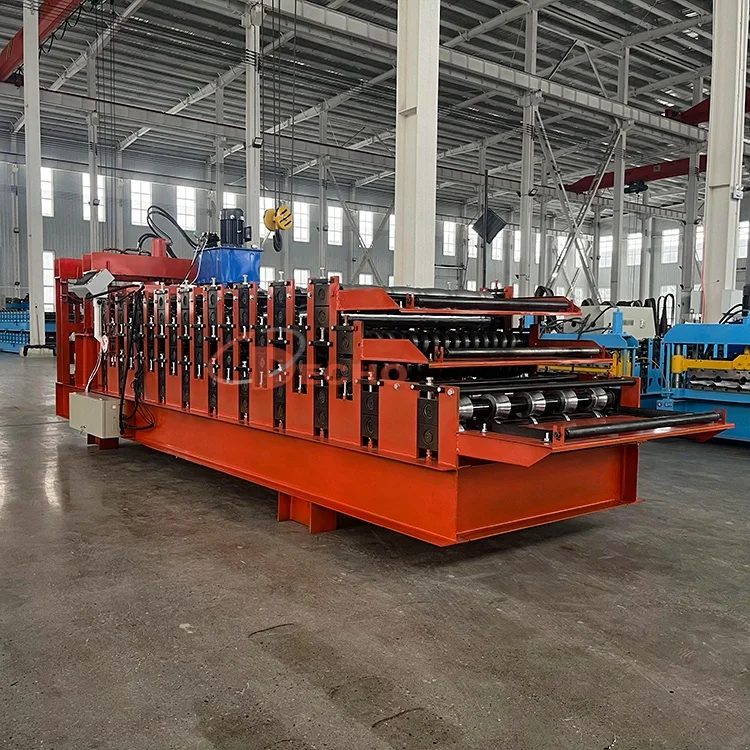 Hot sale building material ibr panel zinc glazed trapezoidal three layer roof sheet roll forming machine