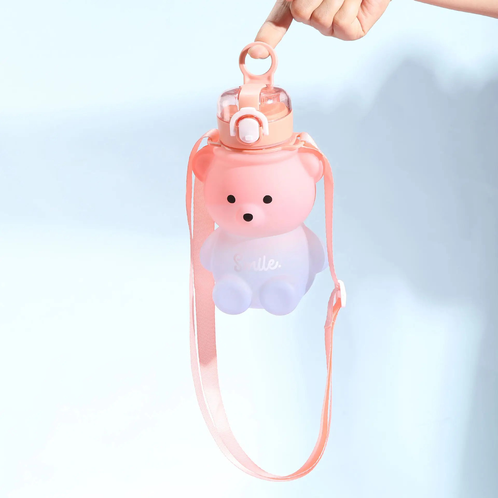 Feiyou Summer large capacity 800ml new bpa free cute cartoon gourds bear children kids plastic water bottle with straw