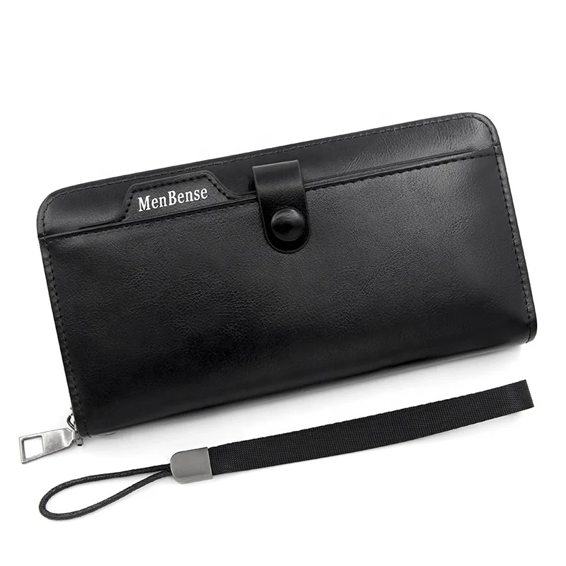 New Arrival Business Long Men Wallet Retro Purse Zipper Large-capacity Clutch Strap Mobile Phone Bag