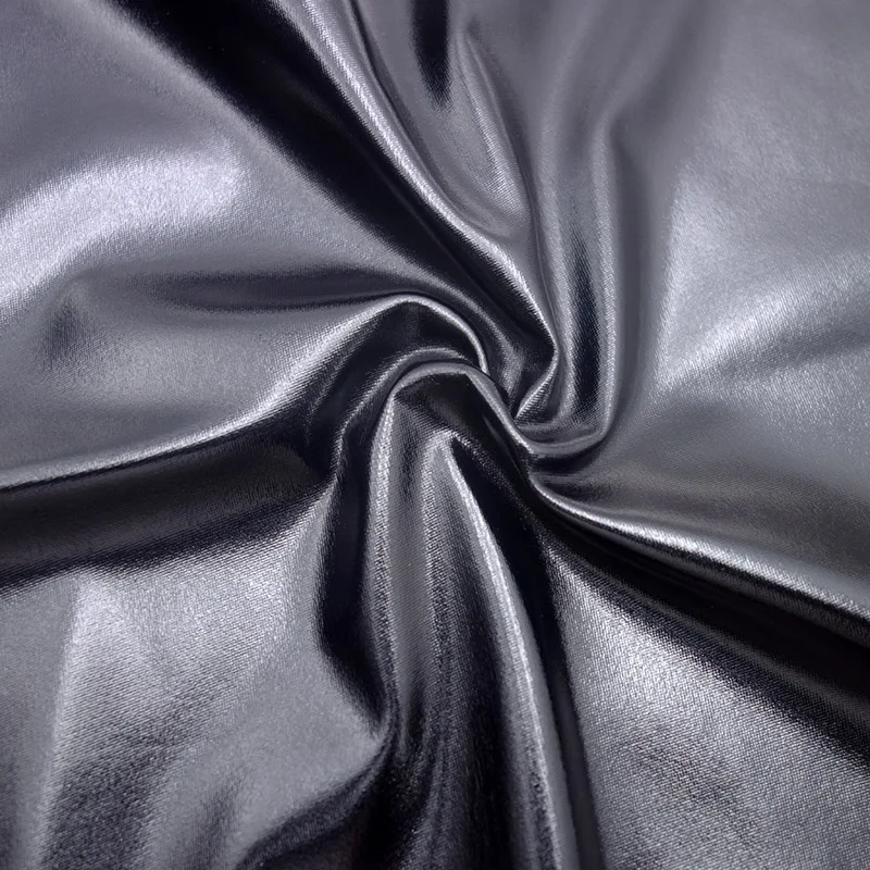 Spandex Material PU glossy leather fabric Stretch Shiny Gold Foil bronzing Fabric for stage cosplay costume Dress