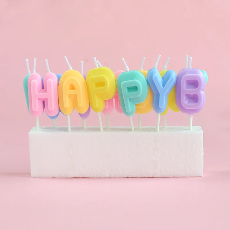 Huaming High Quality Happy Birthday Letter Party Decoration Candles Wholesale Macaron Color Alphabet Birthday Candles for Kids
