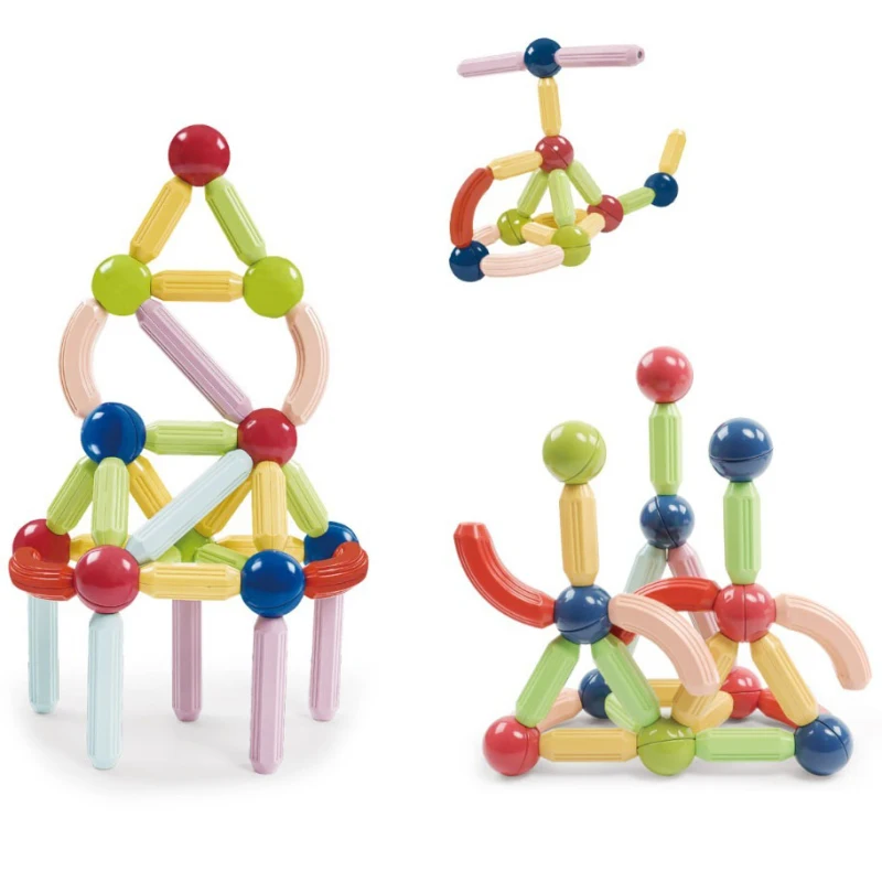 Magnetic Sticks Rods Creative Early Educational Parent-child Interaction Bar Building Blocks Toy Set 45 PCS For Kids