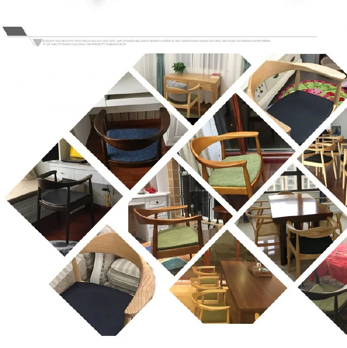 Modern leather padded wooden dining chairs Solid wood Kennedy armchair for meetings and conferences