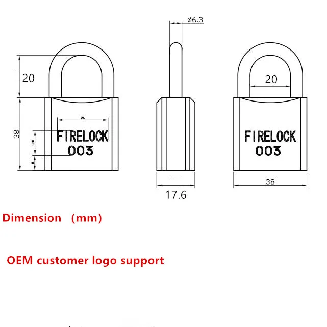 Firelock 003 padlock 003 lock lockwood padlock Australia lock Fire Hydrant red 38mm pad lock