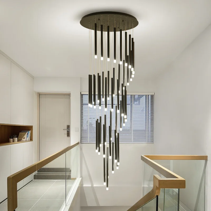 Modern minimalist and luxurious LED chandeliers suitable for ceiling rotation, staircase living room front desk