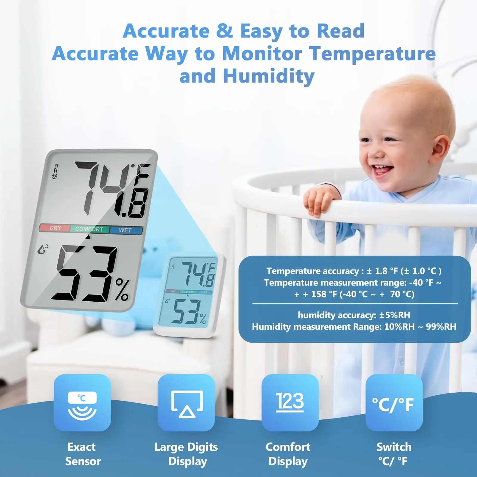Simple Home Electronic Digital Hygrometer Home Temperature And Humidity Indoor Hygrometer Thermometer