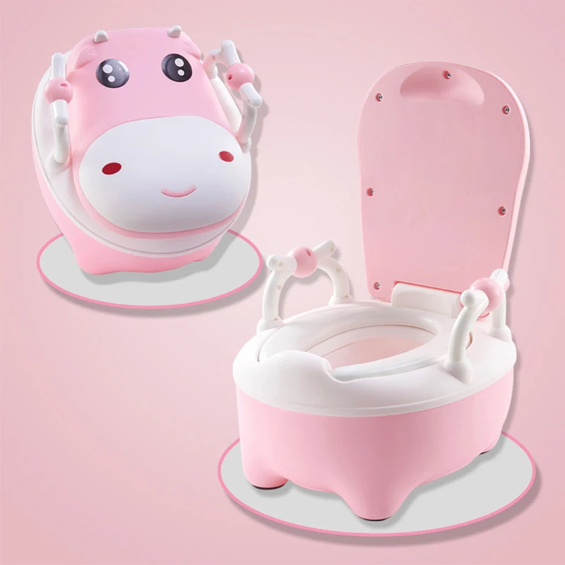 Cute Cow Style Plastic Baby Bedpan Urinal Child Toilet Stool Portable Travel Potty Trainer Potty Chair For Baby Bathroom Toddler