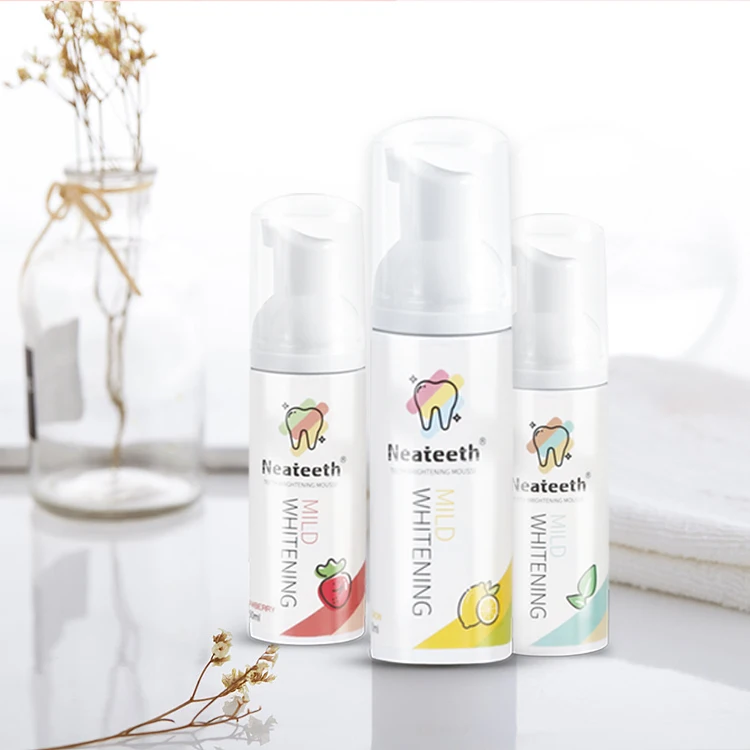 Natural Fluoride Free Whitening Foam Toothpaste Deep Cleansing Fruit Flavor Teeth Whitening Foam Mousse