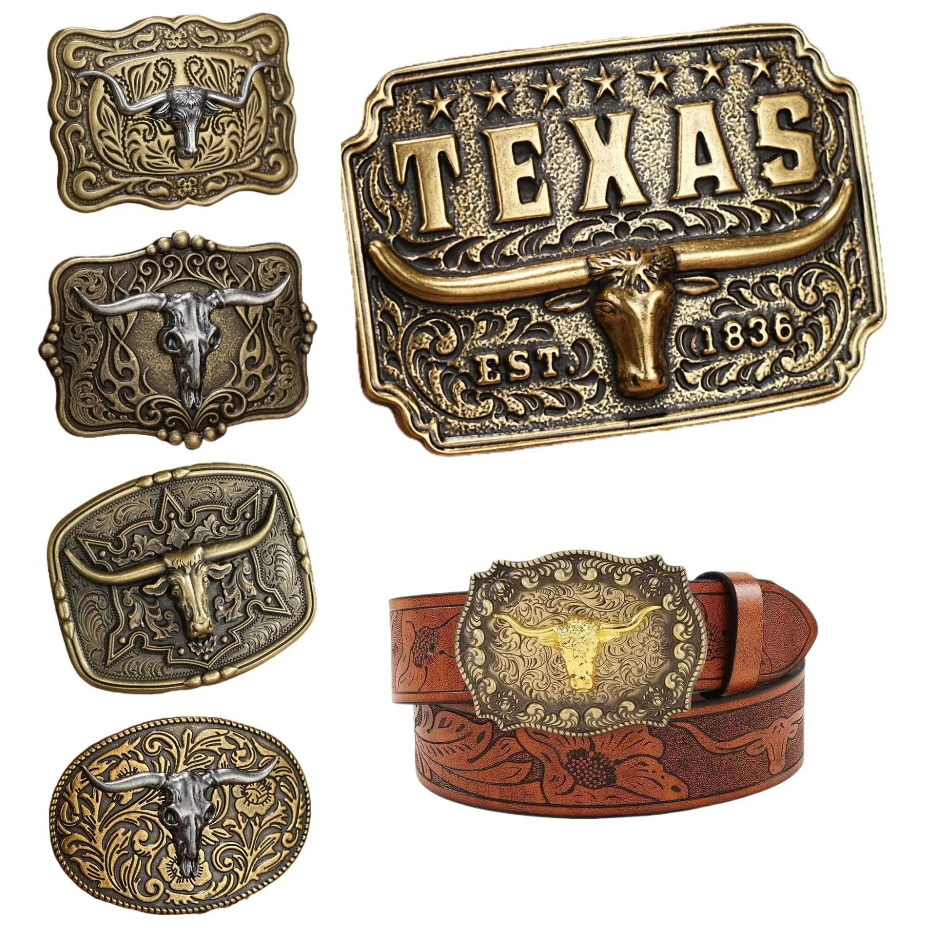 Wholesale Customized Western Cowboy Belt Buckle Luxury Metal Zinc Alloy Punk Embossing Square Belts Buckle For Men And Women