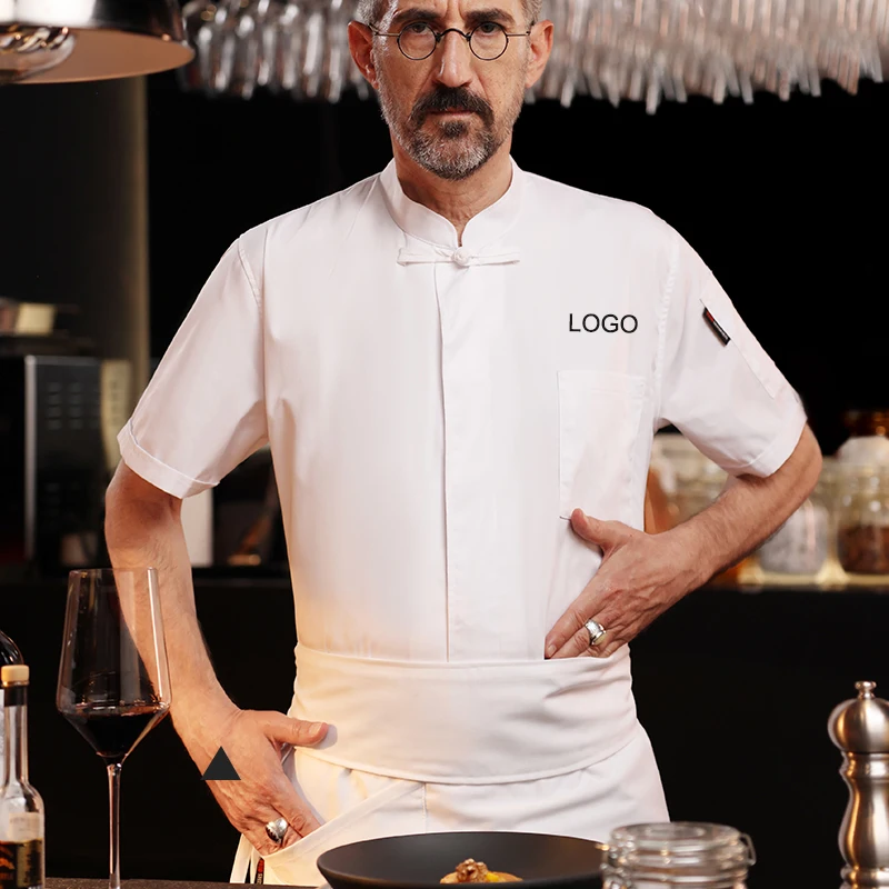 Wholesale Bar Club Waiter Short Sleeve Modern Restaurant Uniform Unisex Cook Work Wear Shirts Chef Kitchen