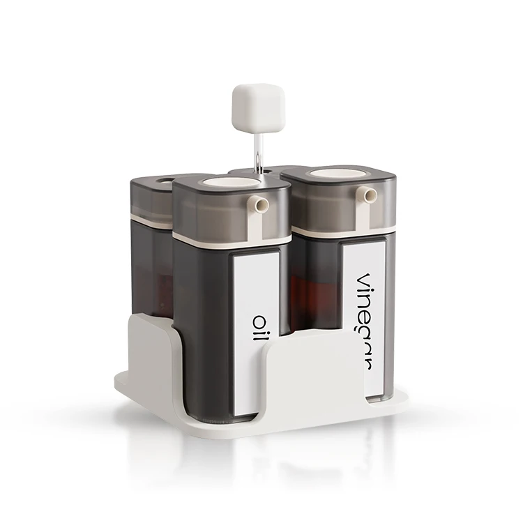 100ml small square plastic black cooking oil and vinegar storage container bottle jar rack set with label