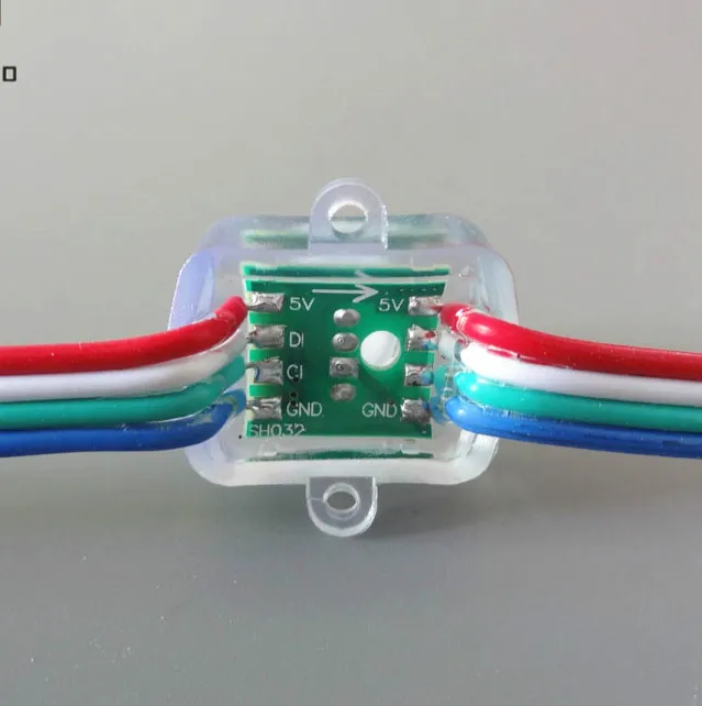 Smart Led Pixel Light 5V 12V 0.3W 12mm Square RGB Pixel Nodes WS2801 50pcs per String Point Light