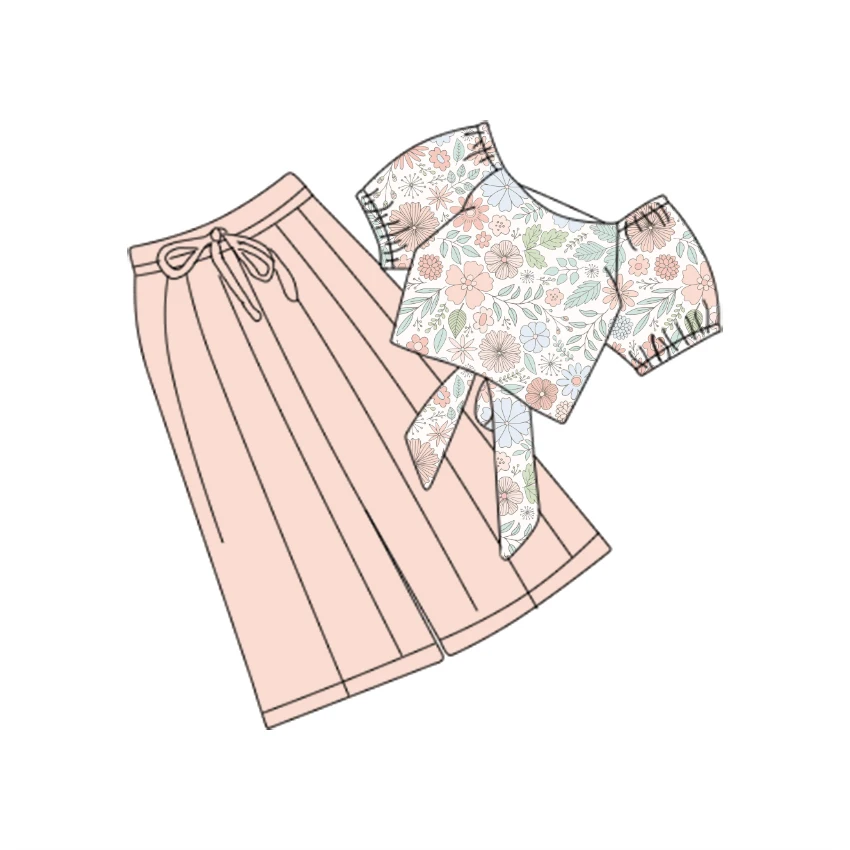 Liangzhe ODM OEM beautiful Long Dress Short shirt Top with skirt Baby girl Clothing Sets