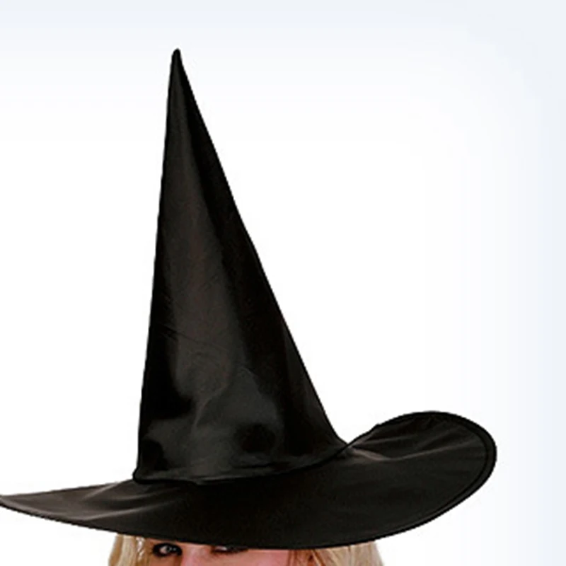 Halloween Decoration Pure Black Peaked Wizard Oxford Hat Halloween Party Cone Witch Hat