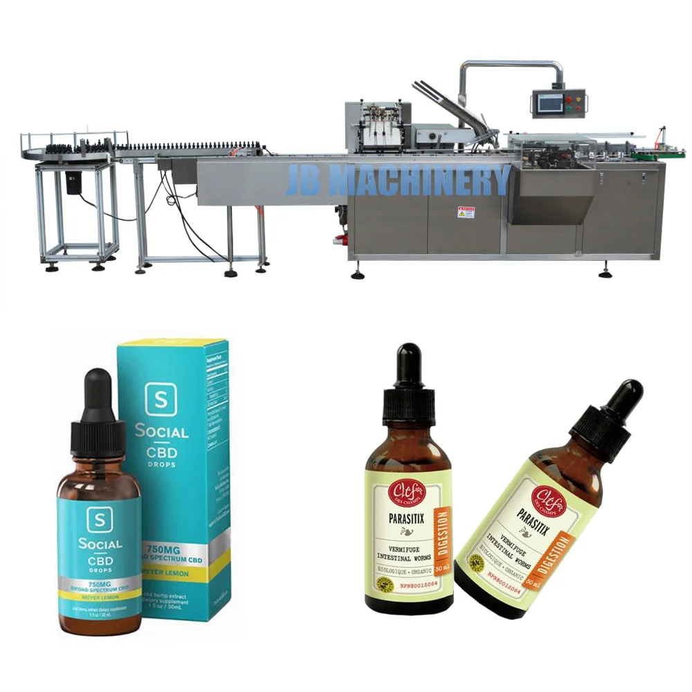Tincture Bottle Cartoning Machine 1oz 2oz glass bottle facial serum hemp oil box packing machine