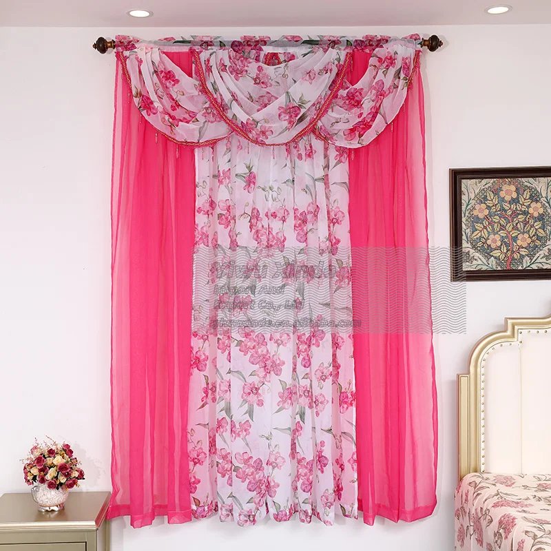ready to ship window curtains for living room valance room curtain pink red curtain drape rideau