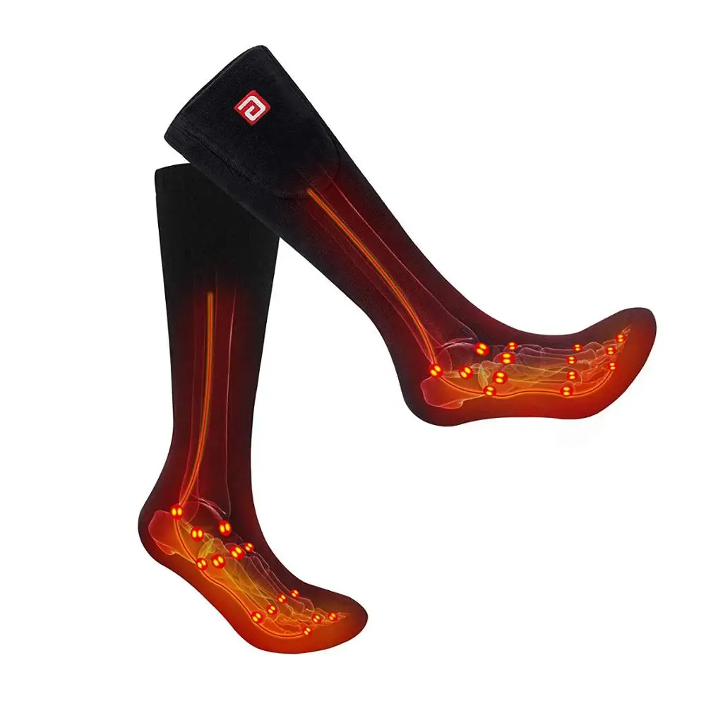 Two batteries Battery Case Outdoor Foot Warm Socks Heated Cotton Socks Sports Ski Socks For Men Women Winter