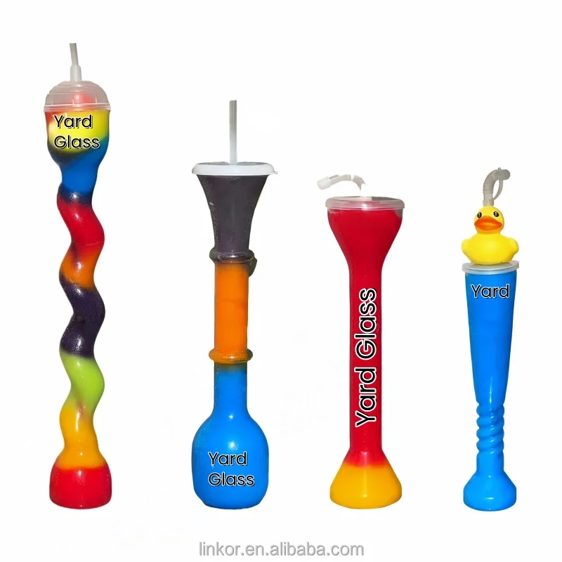16oz/24oz/32oz yardas para drinks long neck parti slushy cup daiquiri plastic slush yard plastic slush yard cup with straw