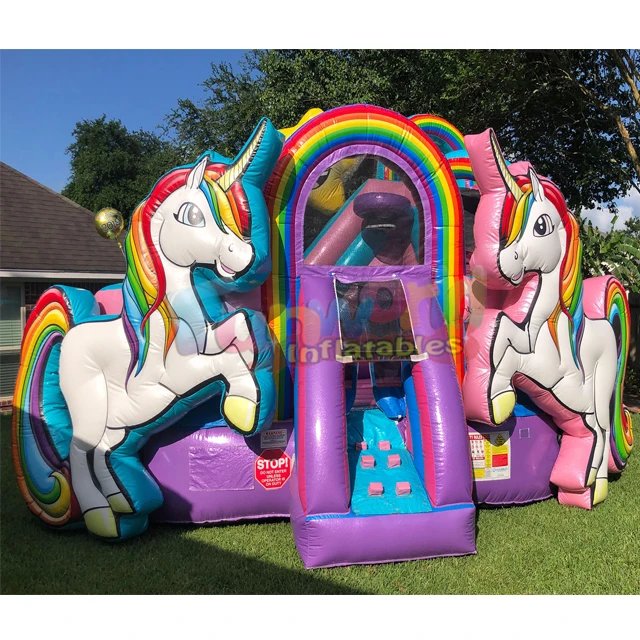 Коммерческий надувной батут-замок с единорогом