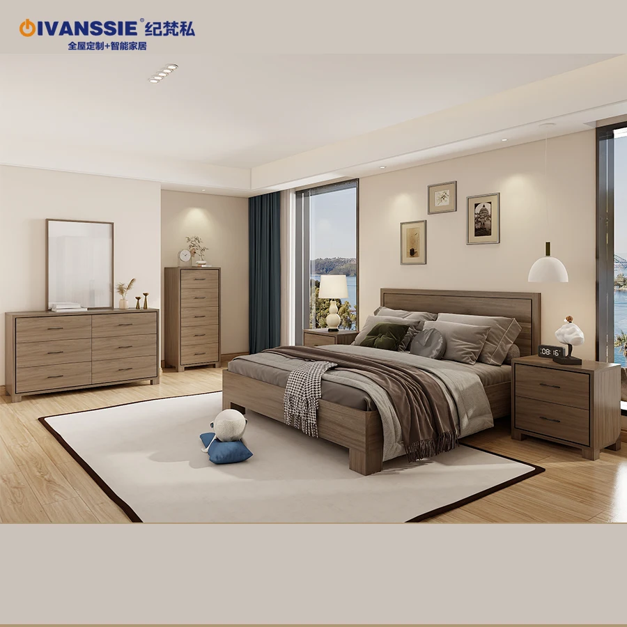 Luxury Modern Design Hotel Furniture Bedroom Set Queen/King Size Wood Bed Wholesale For Hotels and Apartments