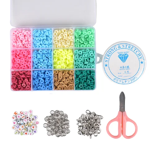 Amazon 12 Slots Flat DIY Mixed Polymer Clay Beads Set Kits Letter Beads For Jewelry Making