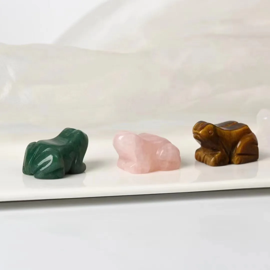 Wholesale Natural stone crystal gemstone crystal craft crystals carving healing stone frog for home decor