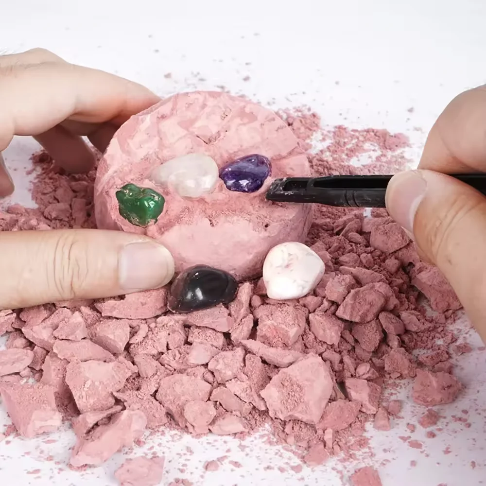Solar System Moon archaeological digging kit Excavation 5pcs Natural Gemstone Sets Stone Dig Kit For Kids Toys