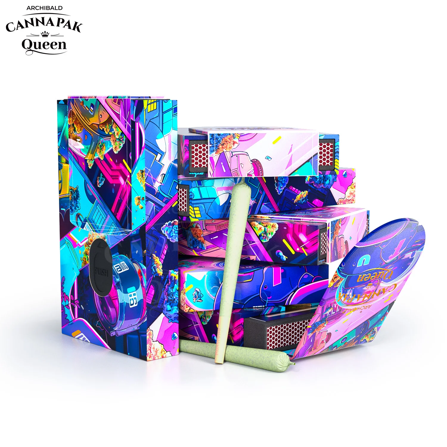 Archibald Wholesale Child Resistant Pre Cardboard Portable Roll Magnetic Flip Drawer Paper Box Packaging Cigarette Case