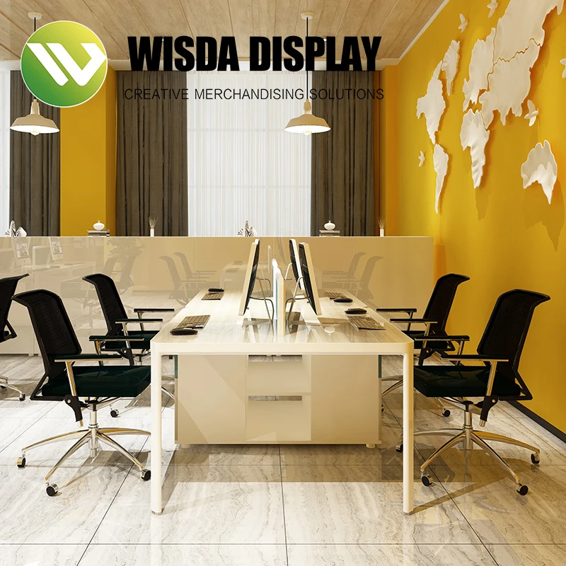 Business modern modular office 2 person workstation manager computer table l shaped expandable working desk office