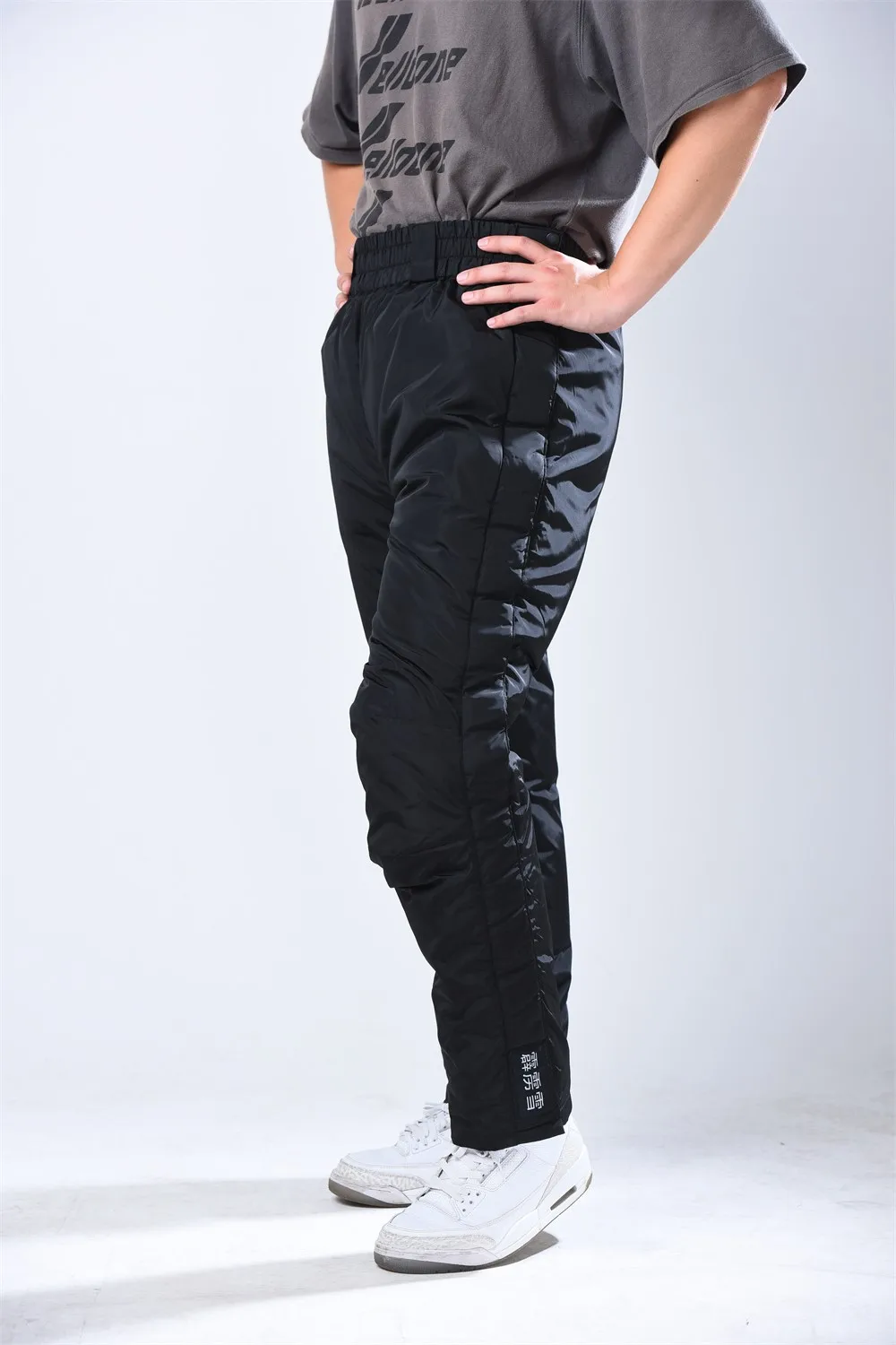 Good Price Black Polyester Nylon Thicken Outer Wear Holiday Gift Winter Warm Down Pants Winter Warm Down  Pants