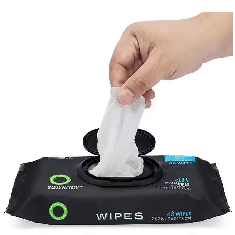 Biodegradable organic flushable new design wholesaler business black charcoal cleansing wipes