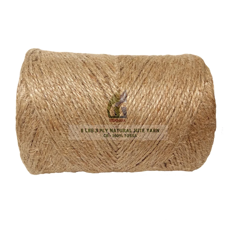 
8 LBS 3 PLY 100% TOSSA CB QUALITY JUTE YARN Eco friendly Hand Knitting Natural Jute Color Weaving Anti bacteria Sewing Spun Raw  (62487016812)