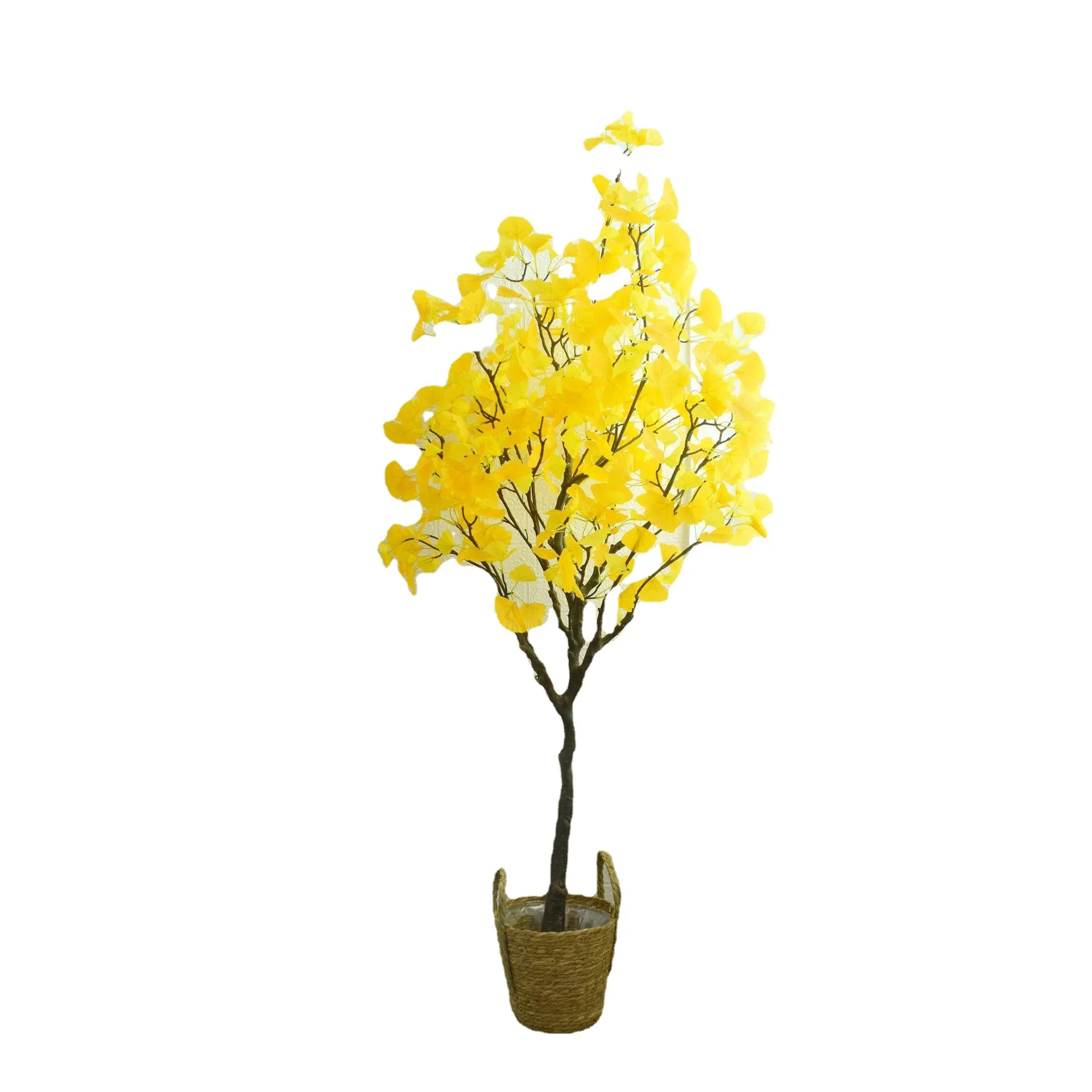 Wholesale artificial ginkgo tree / yellow ginkgo leaf indoor bonsai green plant pot