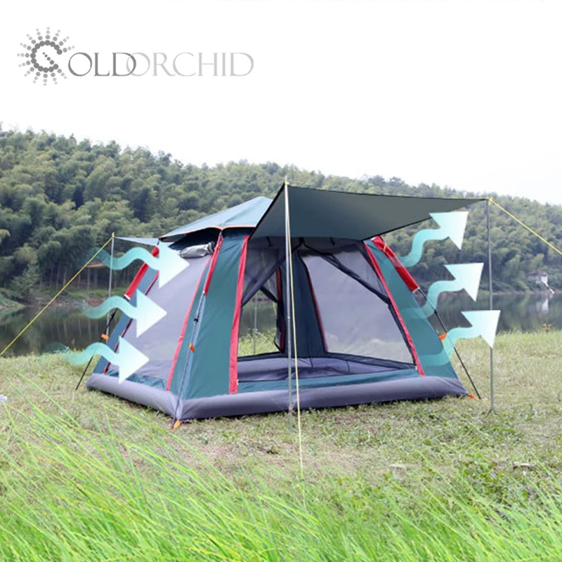 Luxury outdoor 3-4 person automatic double layer camping hiking tents
