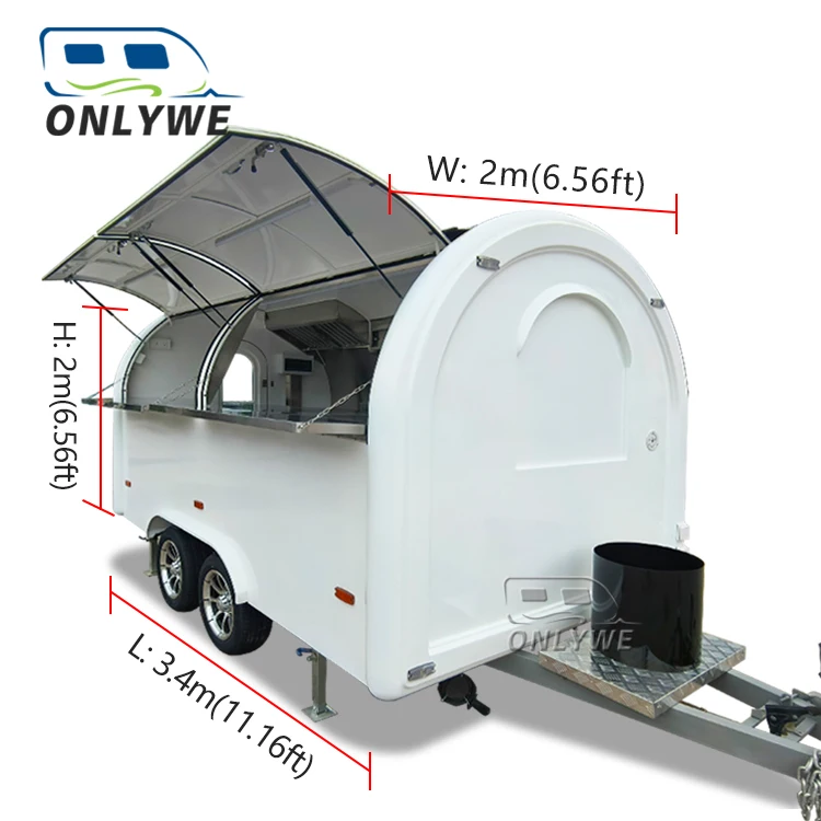 Round exhaust fan food truck prefab mobile kitchen coffee espresso snow cone concession food trailer fully equipped restaurant