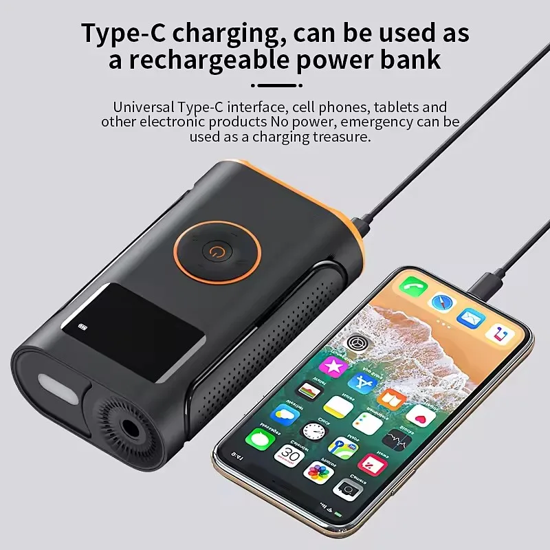 Air Compressor with Digital Pressure Gauge, Motorcycle, SUV, Electric Bike, Bicycle,with 4000mAh Battery & LED Light