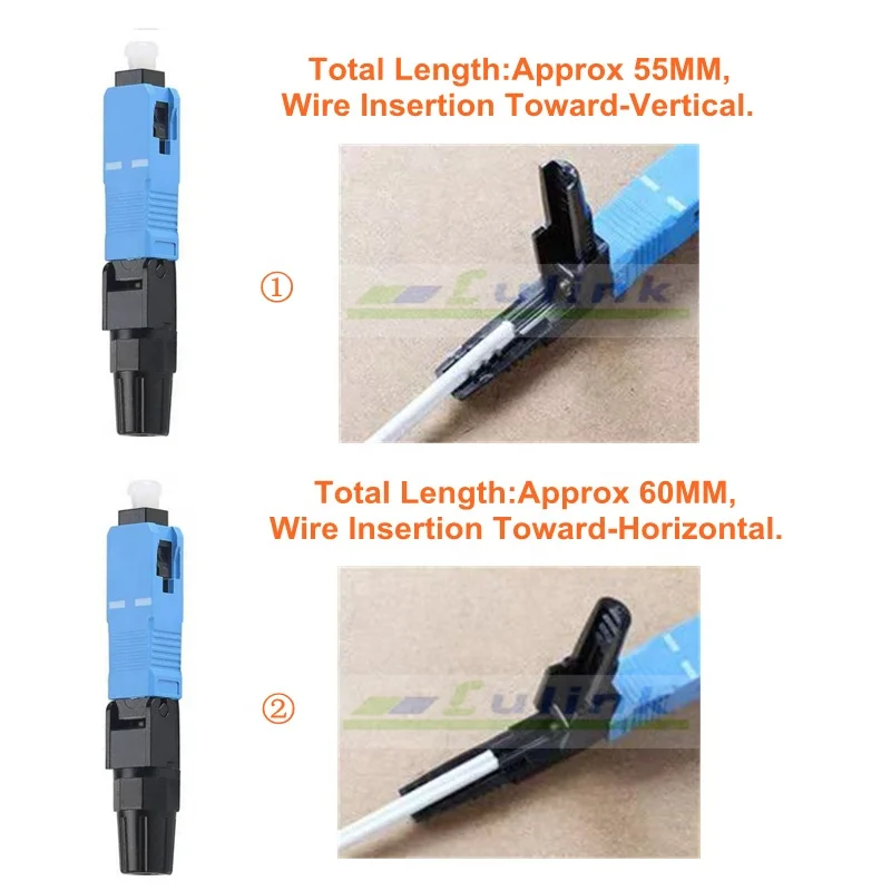 Approx 55MM 60MM Embedded Type Fiber Optic SC UPC Single Mode Fast Connector
