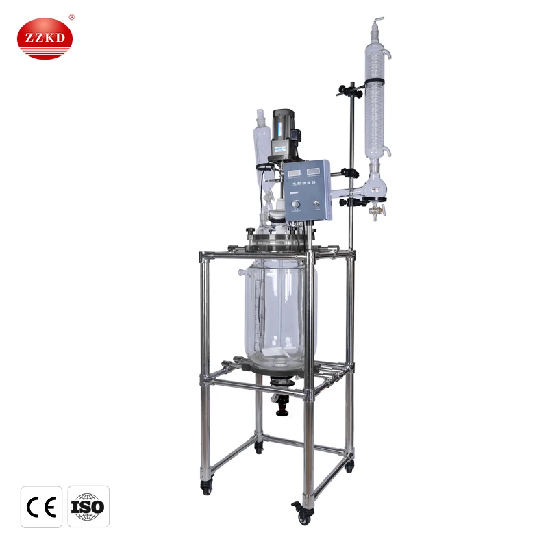 20L GG17 стекло куртка реактор покрытый кожухом охлаждения