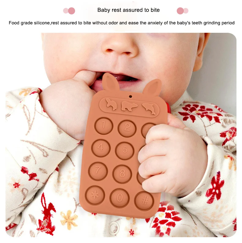 Wholesale New Design Cellphone Teether Funny Phone Shape Button Teether Baby Silicone Phone Teether