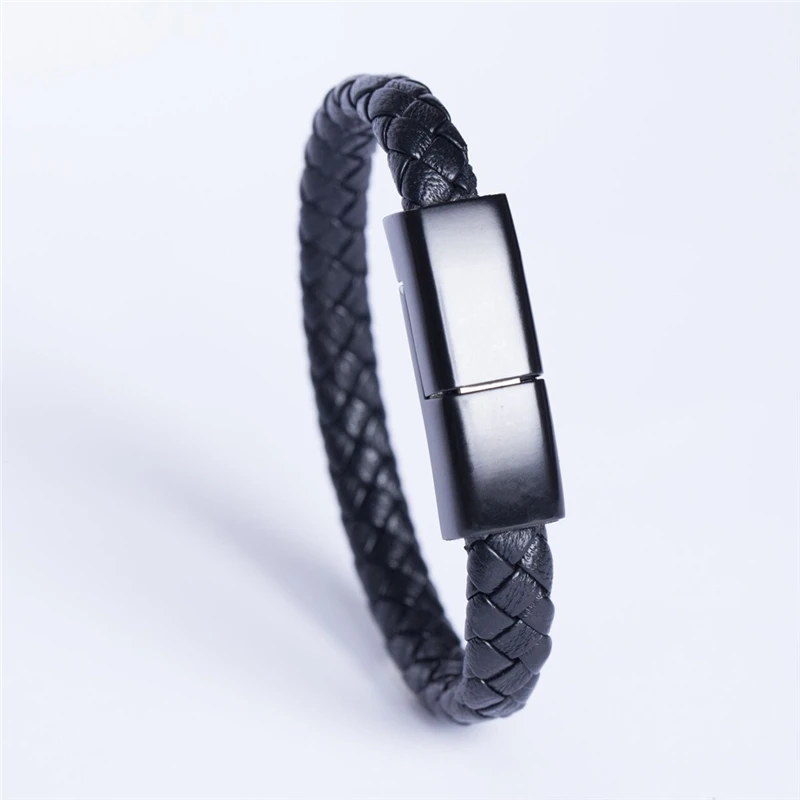 Whosale Magnetic Absorb Leather Bracelet Charging Cable Bracelet Leather USB Charger Data Cable
